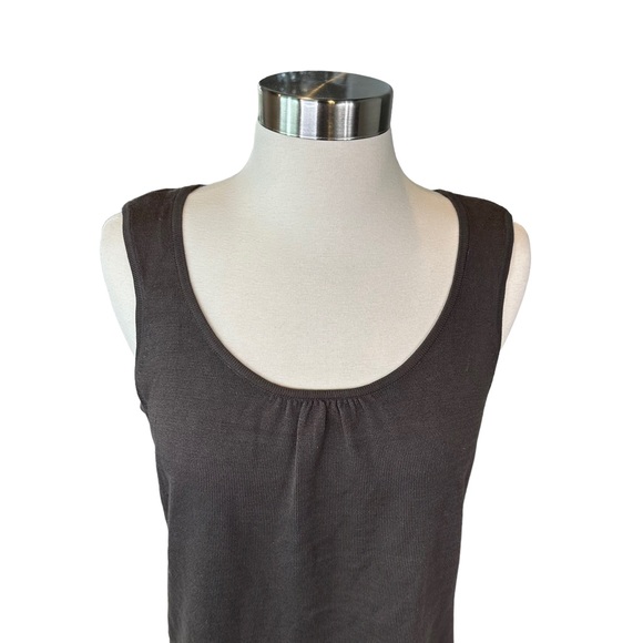 Talbots Mercerized Cotton Stretch Tank Top Womens Blouse Sleeveless Brown Large - Picture 2 of 10